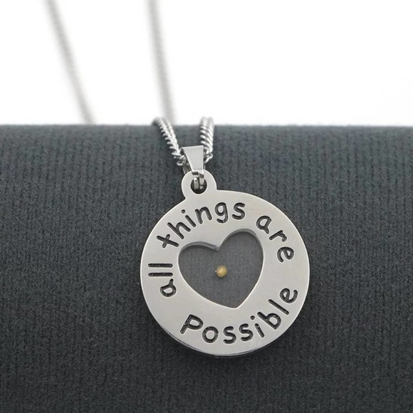 "All Things are Possible" Mustard Seed 18k Gold Plated Necklace - Picture 6 of 13